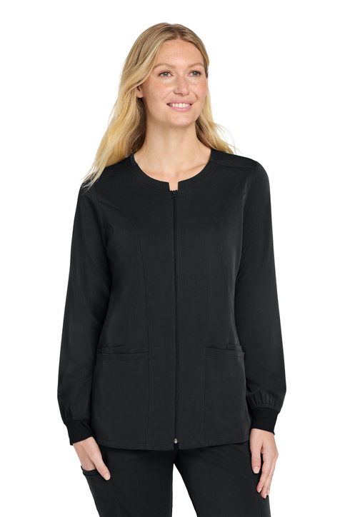 Wink® Women’s Premiere Flex™ Full-Zip Scrub Jacket — Black, view 1