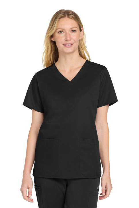 Wink® Women’s WorkFlex V-Neck Top — Black, view 1